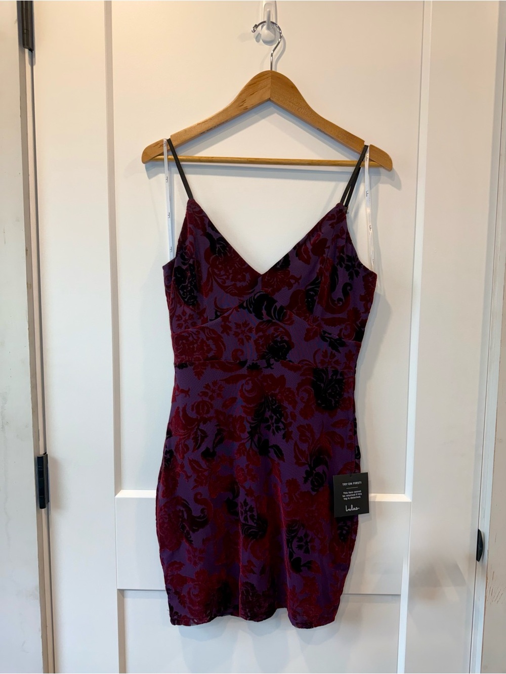 Lulu's Plum Floral Velvet Slip Mini Dress